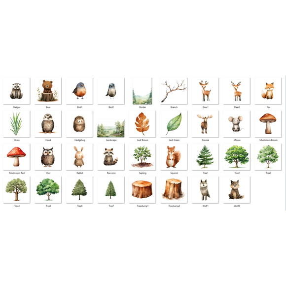 Kit Digital Bosque Aquarela #04 Woodland Animals (kd)