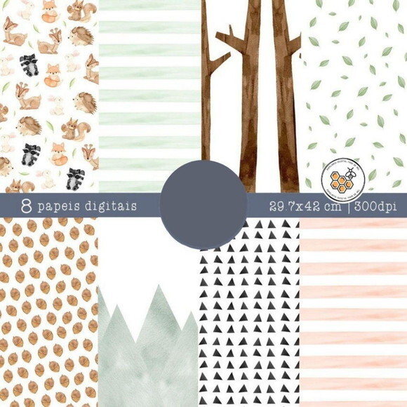 Kit Digital Bosque Aquarela #07