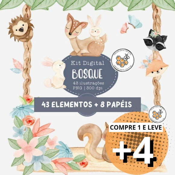 Kit Digital Bosque Aquarela #07
