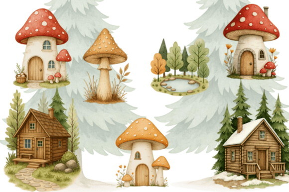 Kit Digital Bosque Baby Boho Aquarela #34 Png Premium