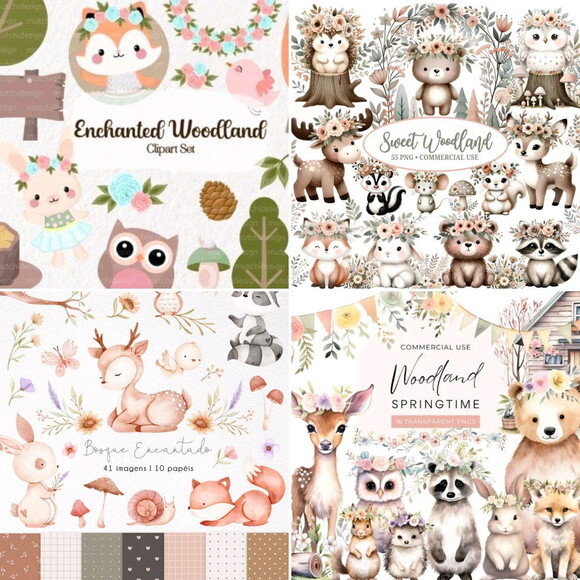 Kit Digital Bosque Encantado - Pack com 12 Kits Digitais