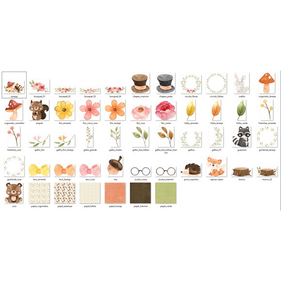 Kit Digital Bosque Encantado Aquarela #46