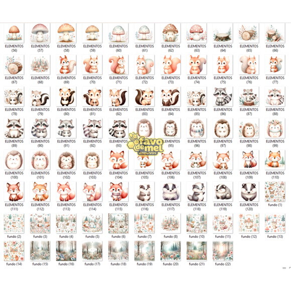 Kit Digital Bosque Encantado Aquarela #7