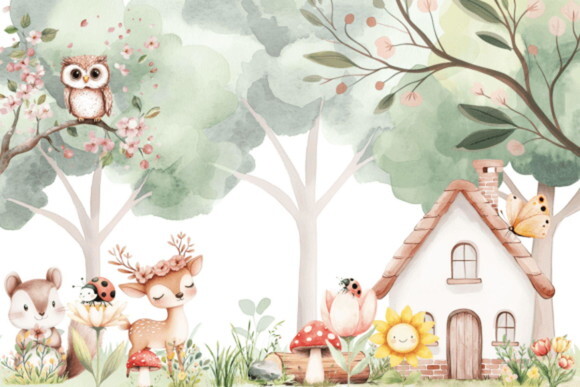 Kit Digital Bosque Floral Aquarela #35 (pague 1 Leve +4)