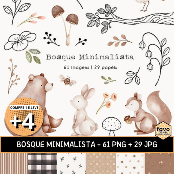 Kit Digital Bosque Minimalista Aquarela #18