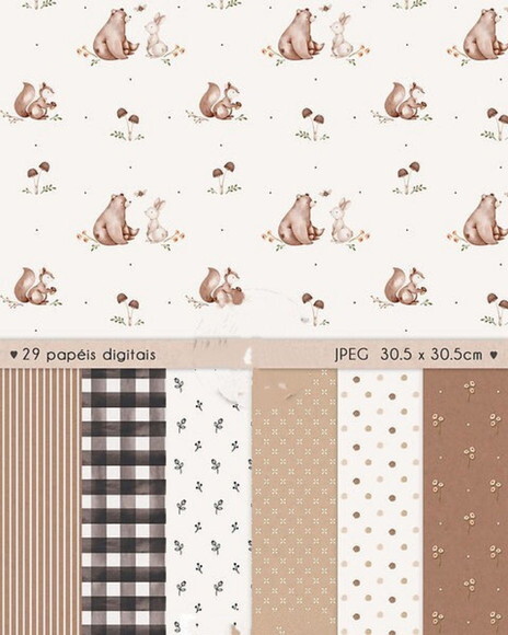 Kit Digital Bosque Minimalista Aquarela #18