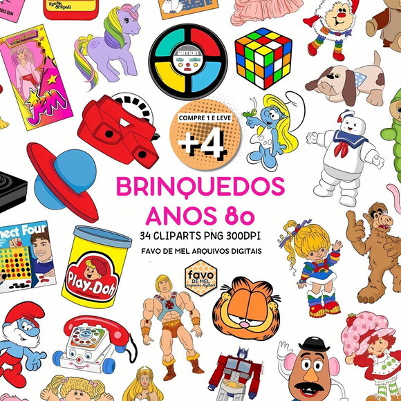 Kit Digital Brinquedos Anos 80 Png (pague 1 Leve +4)