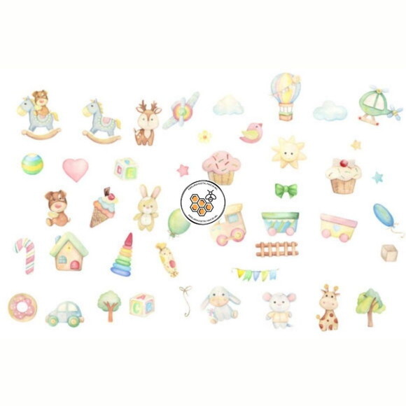 Kit Digital Brinquedos Aquarela - Toys Collection