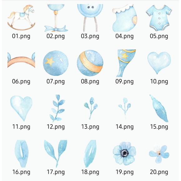 Kit Digital Brinquedos Menino Aquarela - Baby Toys Premium