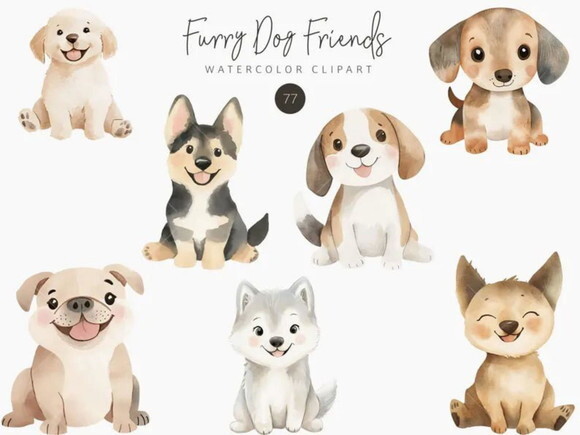 Kit Digital Cachorros Aquarela - Doguinhos Pet