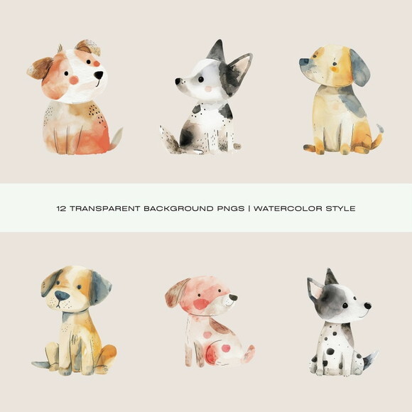 Kit Digital Cachorros Aquarela - Quirky Dogs