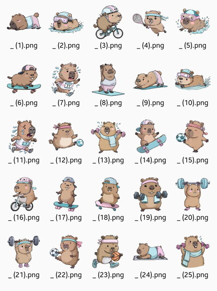 Kit Digital Capivara Fitness Png
