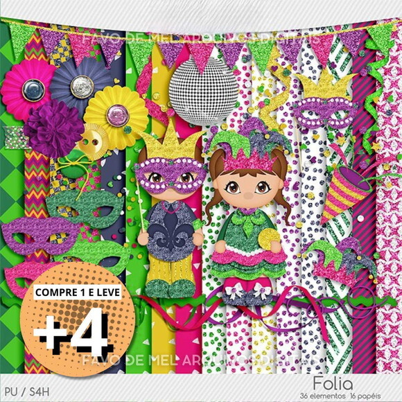 Kit Digital Carnaval Scrapbook #2 Folia