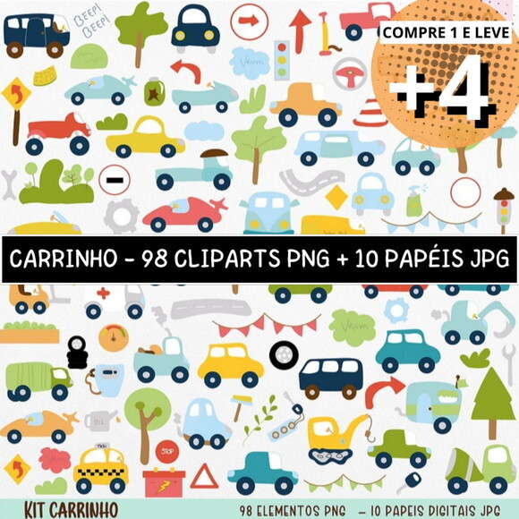Kit Digital Carrinhos Meios de Transporte #1