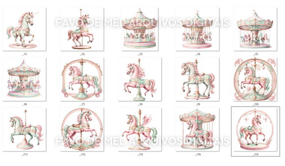 Kit Digital Carrossel Rosa Aquarela Png