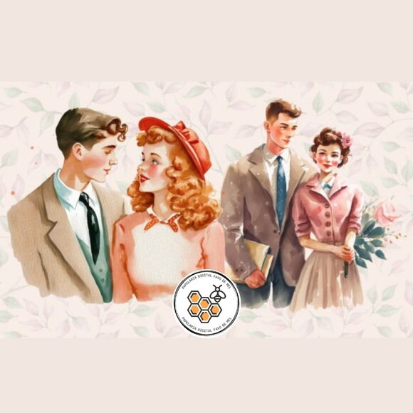Kit Digital Casal Namorados Vintage Retrô