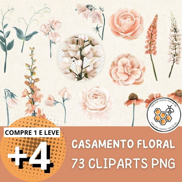 Kit Digital Casamento Boho Floral Png (pague 1 Leve +4)