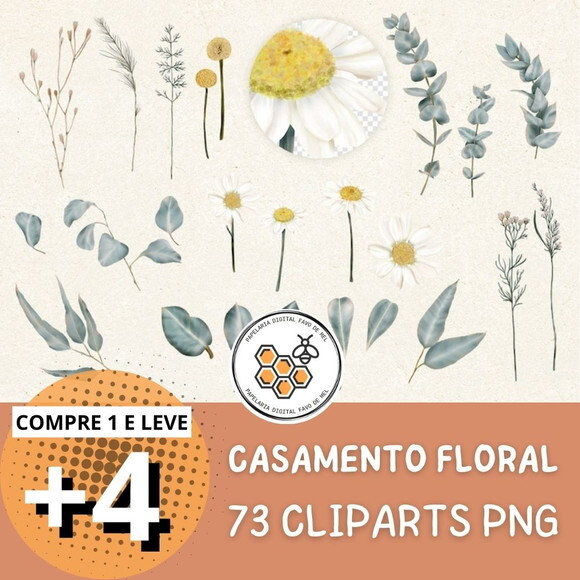 Kit Digital Casamento Boho Floral Png (pague 1 Leve +4)