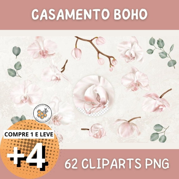 Kit Digital Casamento Boho Orquídeas - Boho Wedding