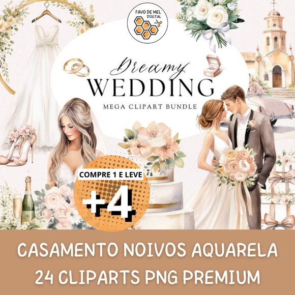 Kit Digital Casamento Noivos Aquarela - Dreamy Wedding