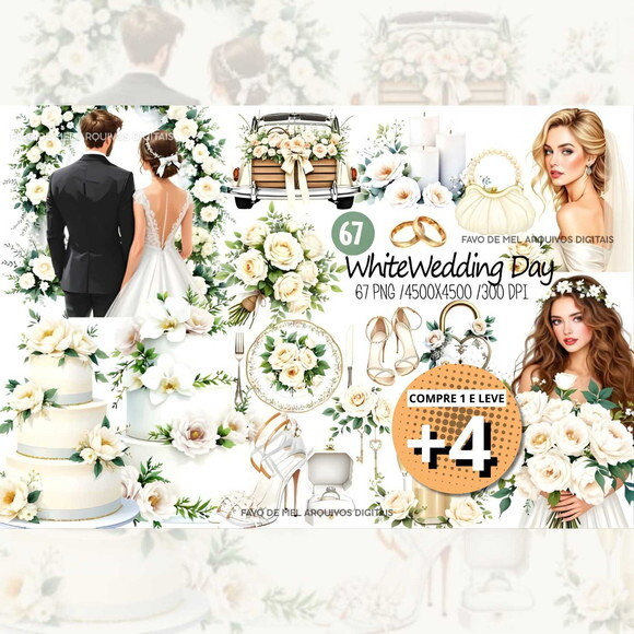 Kit Digital Casamento Noivos Aquarela #10 (pague 1 Leve +4)