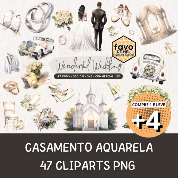 Kit Digital Casamento Noivos Aquarela - Wedding (kd)