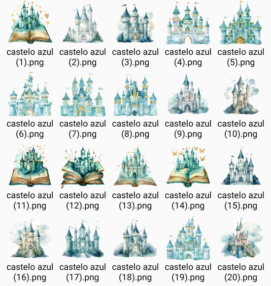 Kit Digital Castelo Azul Aquarela