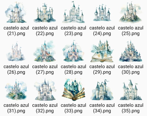 Kit Digital Castelo Azul Aquarela