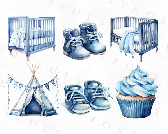 Kit Digital Chá de Bebê Aquarela - Chá Revelação Ursinhos