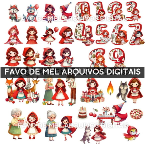 Kit Digital Chapeuzinho Vermelho Aniversário Aquarela