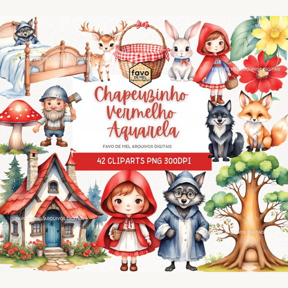Kit Digital Chapeuzinho Vermelho Aquarela (dcsa)