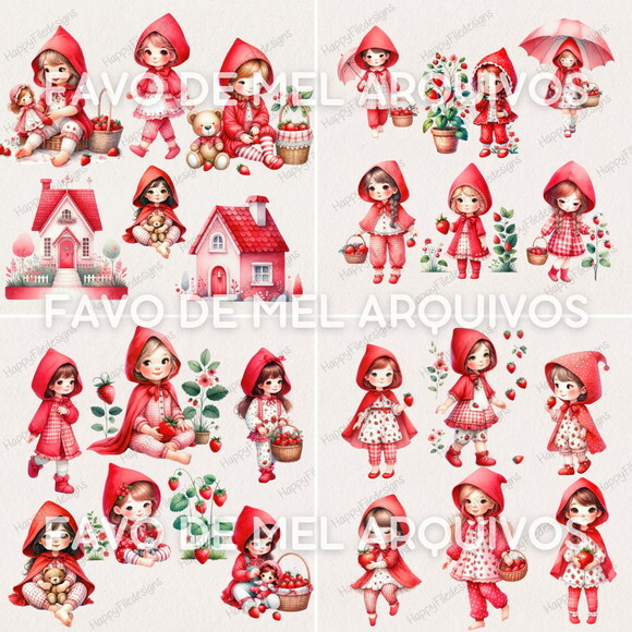 Kit Digital Chapeuzinho Vermelho Aquarela (pague 1 Leve 5)