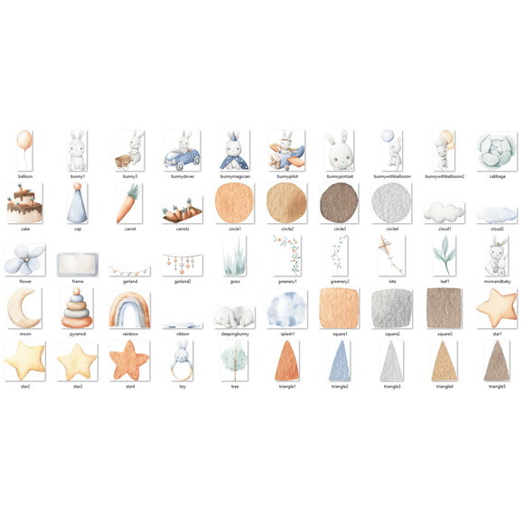 Kit Digital Coelhinhos Aquarela Png #4