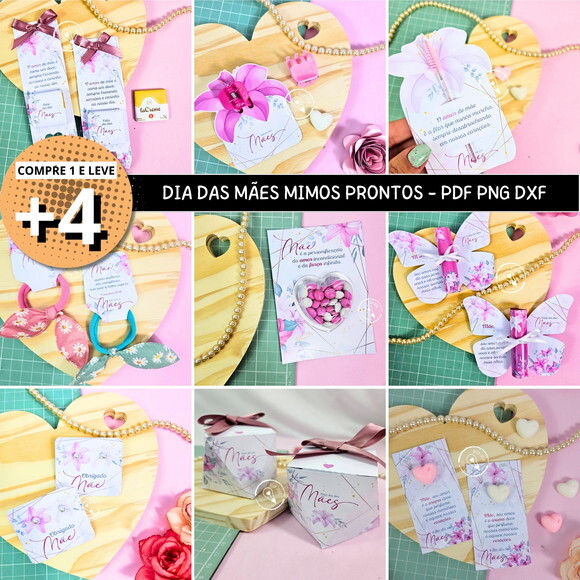 Kit Digital Coleção Dia das Mães 2024 Mimos Png pdf Dxf