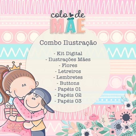 Kit Digital Colo de Mãe - Combo Ilustrações e Papéis