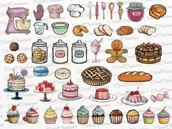 Kit Digital Confeitaria #3 Confeiteiras Aquarela Png Boleira