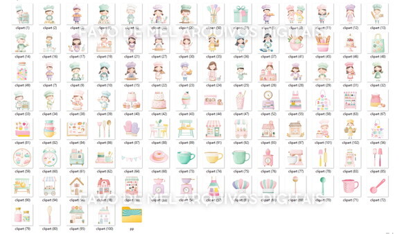 Kit Digital Confeitaria #4 Pequenos Confeiteiros Aquarela