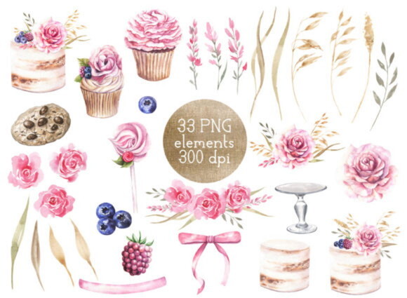 Kit Digital Confeitaria Aquarela #1 Mundo Doce Png