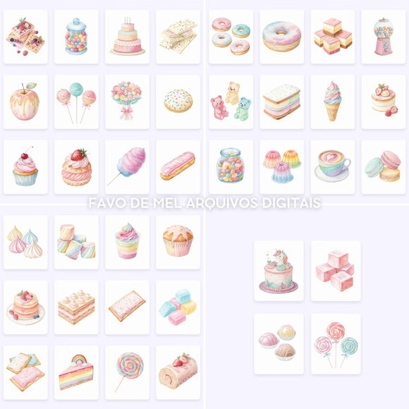 Kit Digital Confeitaria Aquarela #13 Png (pague 1 Leve 5)