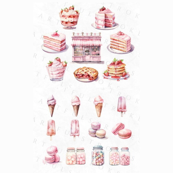 Kit Digital Confeitaria Aquarela #6 Png (pague 1 Leve 5)