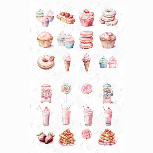 Kit Digital Confeitaria Aquarela #6 Png (pague 1 Leve 5)