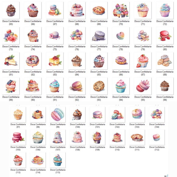 Kit Digital Confeitaria Aquarela #7 Mundo Doce Png Premium