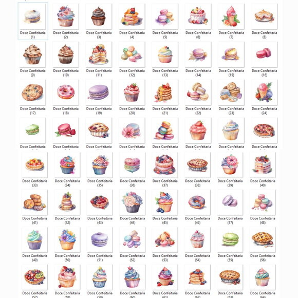 Kit Digital Confeitaria Aquarela #7 Mundo Doce Png Premium