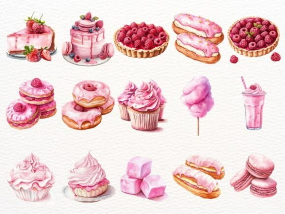 Kit Digital Confeitaria Rosa #8 Mundo Doce (pague 1 Leve 5)