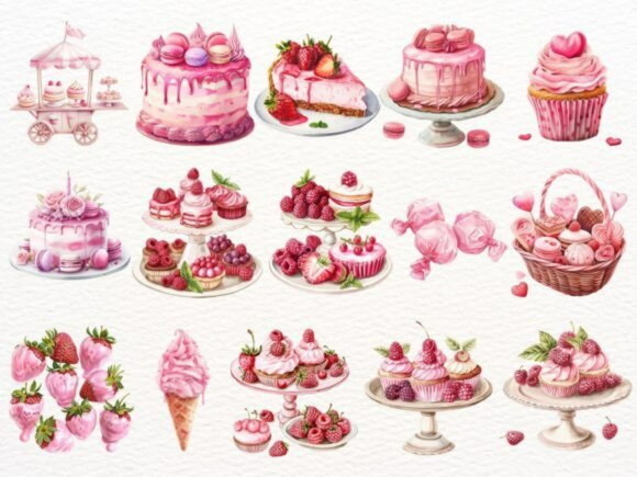 Kit Digital Confeitaria Rosa #8 Mundo Doce (pague 1 Leve 5)