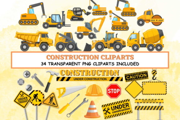 Kit Digital Construção #10 Cliparts e Papéis (pague 1 Leve 5