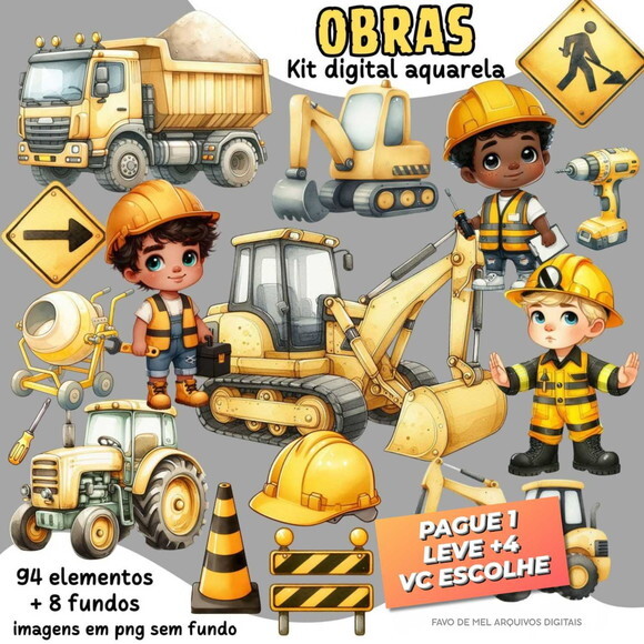 Kit Digital Construção e Obras Aquarela #12 Png