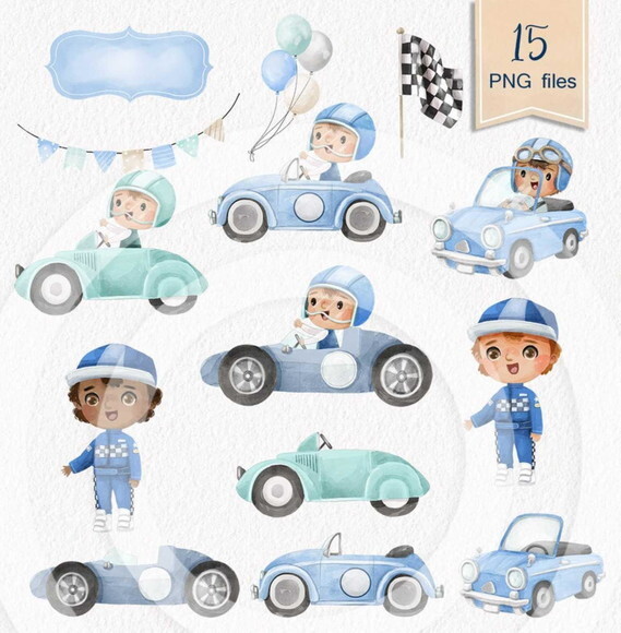 Kit Digital Corrida Azul Aquarela #5 Png (pague 1 Leve +4)