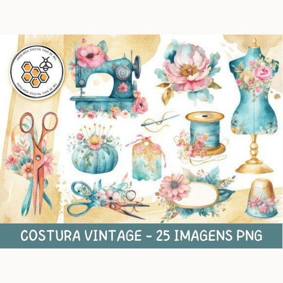 Kit Digital Costura e Bordado Vintage