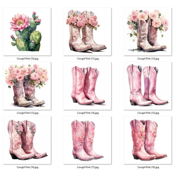 Kit Digital Country Floral - Pink Cowgirl